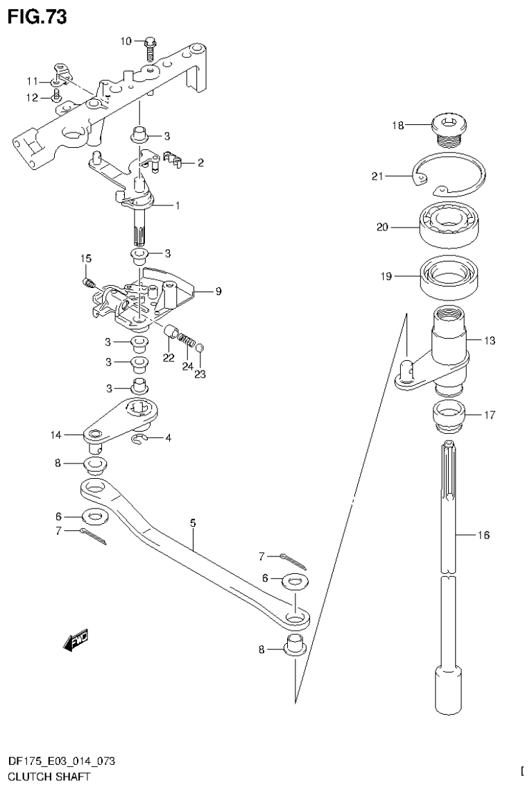 Suzuki DF175ZG CLUTCH SHAFT (DF150Z E03) parts diagram